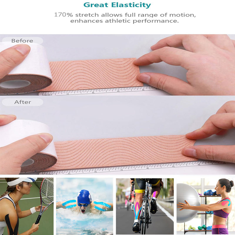[Australia] - Kinesiotapes<40PCS>Kinesiology Tape Strips Precut,Elastic Athletic Tape for Joints Support&Muscle Pain Relief<5cm, 25cm/Trip>Cotton Waterproof Sports Tape(Mix-4) 40PCS Mixed Color 