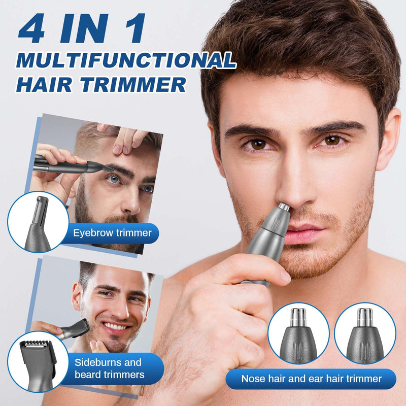 [Australia] - Brencco Nose Hair Trimmer Men, 4 in 1 Nose Hair Trimmer Men Women Nose Hair Trimmer USB Rechargeable Nose Trimmer IPX7 Waterproof Nose Hair Trimmer for Nose, Ears, Eyebrows, Face 
