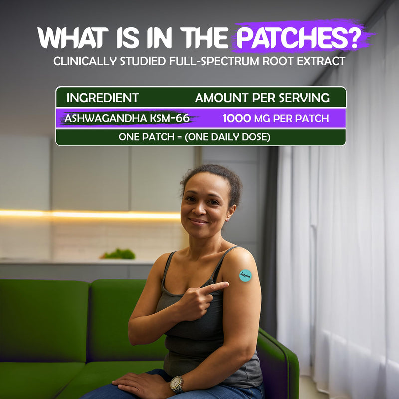 Dailyrise Ashwagandha KSM-66 Patches – 2 Months Supply | High Strength Fabric Patches for Calm, Relaxation, Stress Balance & Daily Wellness | Natural Routine - Friendly Alternative