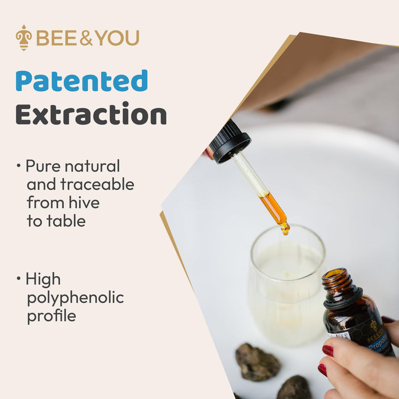 Bee and You Natural Propolis Extract%10, Water Soluble Drops, High Potency, Ultra Pure, Immune Support Supplement, Antioxidants, Natural Detox, Gluten-Free, 1 Fl Oz