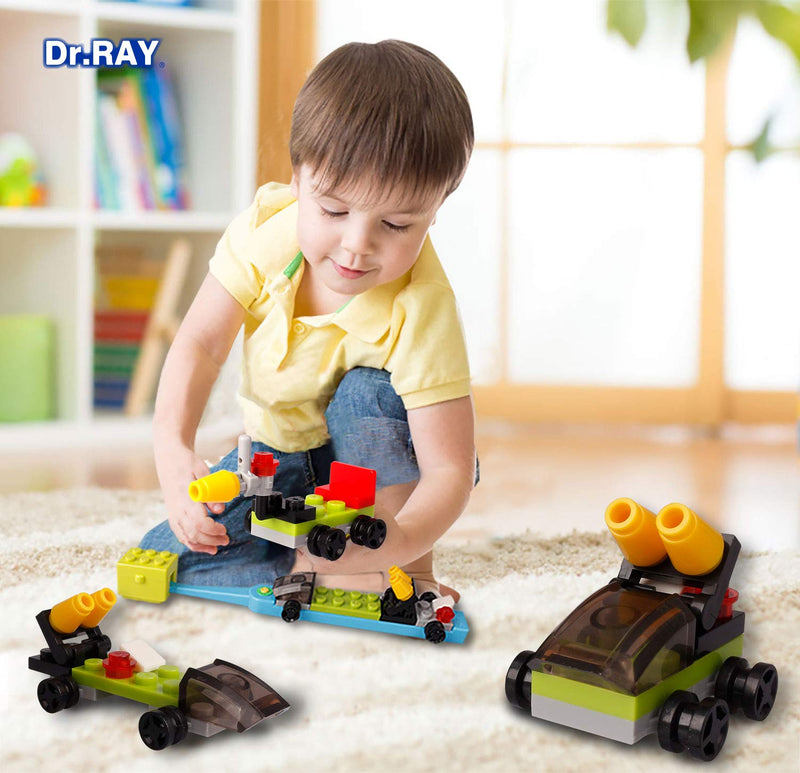 [Australia] - Dr.RAY Kids Toothbrush with Building Blocks and Toothbrush Covers, Extra Soft, Ages 6+ (Pack of 3, Multi-Colored) 