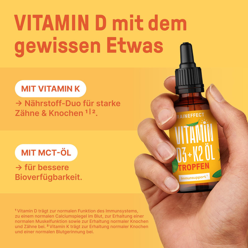 [Australia] - BRAINEFFECT Vitamin D3 K2 drops (50 ml) High-dose drops in MCT oil for a stronger effect - cover 500% of the daily requirement, 17 month supply (tasteless) Neutral 50 ml (pack of 1) 