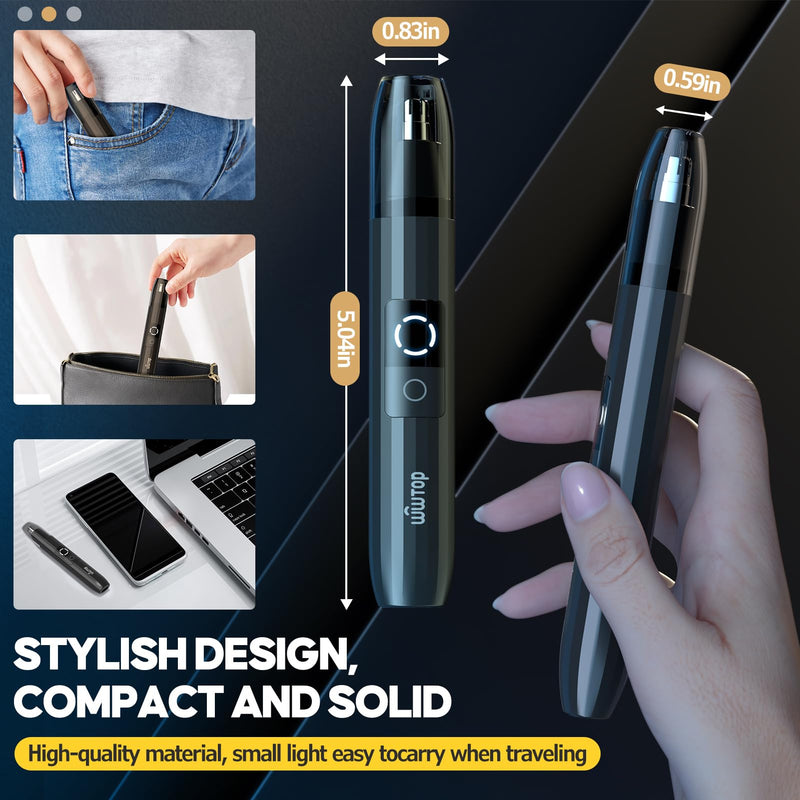 [Australia] - Nose Hair Trimmer Men, USB Rechargeable Nose Hair Trimmer Ear Hair Trimmer 2 in 1 Set, Professional Painless Nose Trimmer Facial Hair Trimmer for Men Women, 2 Replacement Heads (Black) Black 