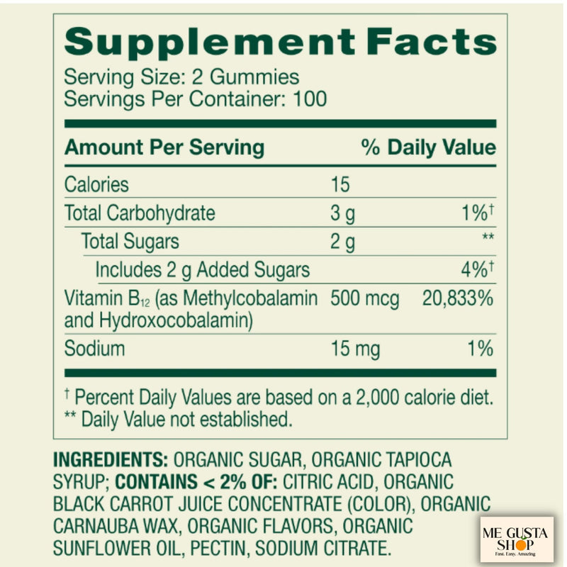 B12 500 mcg Spring Vallley Raspberry Flavor Gummy Vitamin B12 Gummies 200 ct (Pack of 1) + me Gusta Sticker