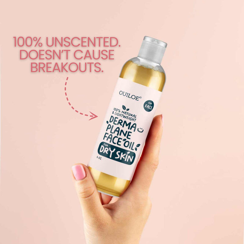 Dermaplane Kit for Women with Dry Skin - Face Shaving Oil and Razor Set - Non Comedogenic, Fragrance Free, Natural and Lightweight by Ouiloe For Dry Skin 4 Fl Oz (Pack of 1)