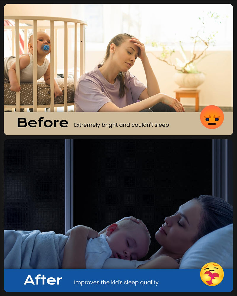 [Australia] - Blackout Curtains for Bedroom (45"x57"),Portable Blackout Blinds with Stickers,No Drill Blackout Sahdes & Window Curtains for Baby Nursery,Travel Use Black 45"x57" 