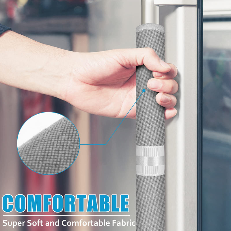 [Australia] - Refrigerator Door Handle Covers, Set of 6, Keep Your Kitchen Appliance Clean from Food Stains, Smudges, Drips, Oil, Washable and Form-Fitting, Protector for Fridge, Ovens, Dishwashers(Grey) Grey, 6pcs 