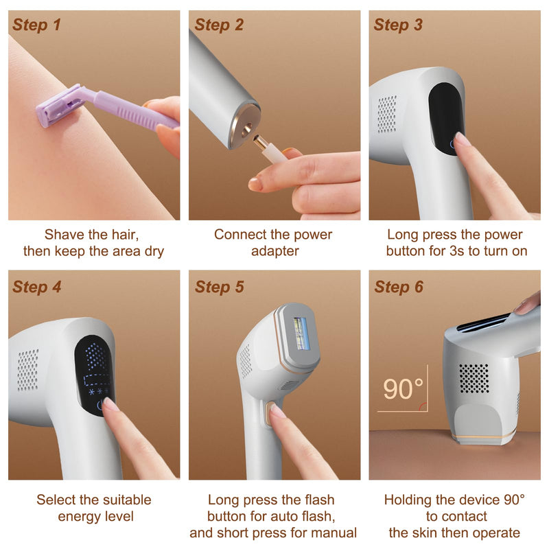 [Australia] - IPL hair removal device with infinite light pulses and 2 attachments laser hair removal device for face body bikini area armpits white 