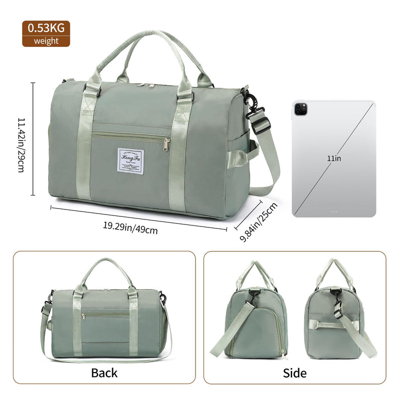 Gym Bag for Women Sports Duffle Bag with Wet Pocket and Shoe Compartment Overnight Weekender Carry on Bag Travel Sport Z01-Green
