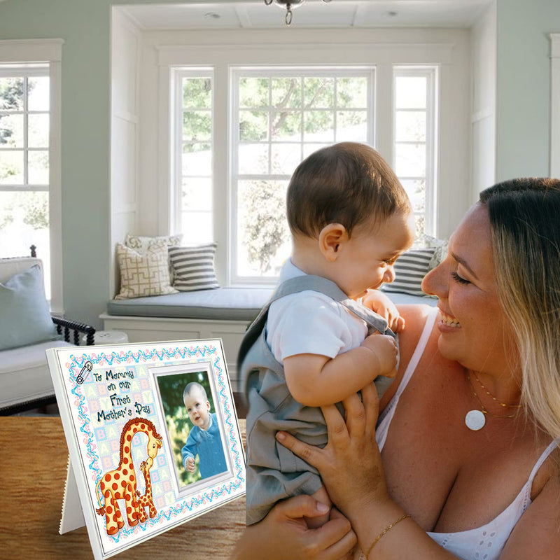 [Australia] - to Mommy on Our First Mothers Day, First from Baby - First Mothers Day Picture Frame Holds 3.5” x 5” Photo - Boy or Girl Nursery Decor | Baby Giraffe Theme 