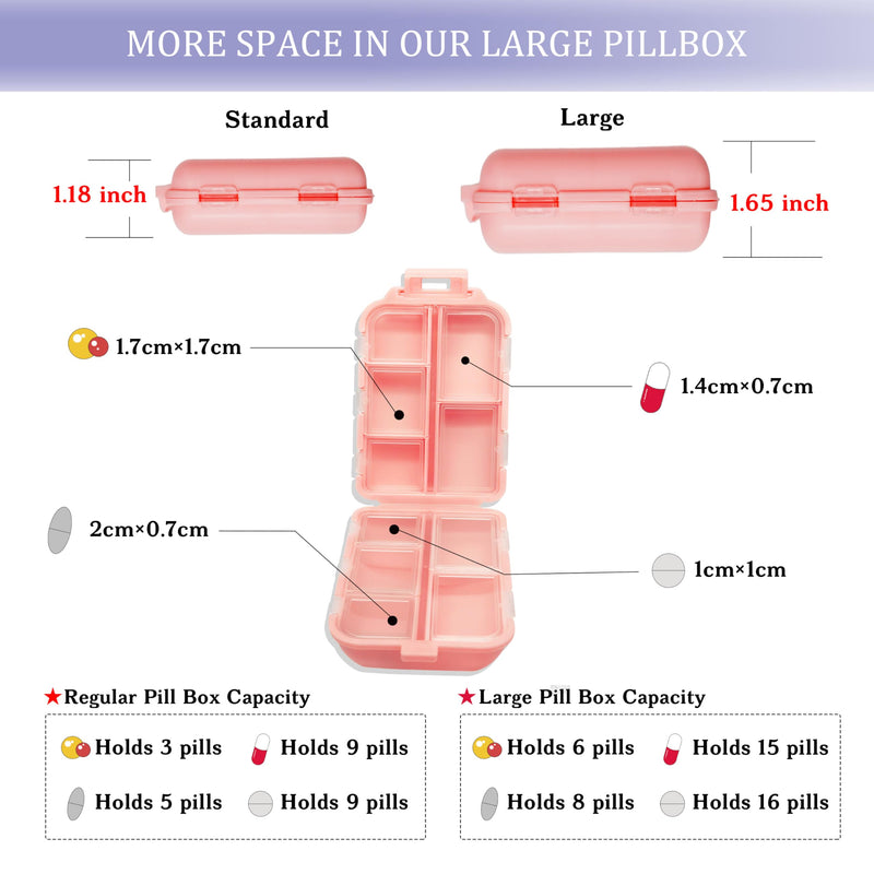 Large Pill Organizer 3 Pack with 146x3 Labels, Pink Blue Purple | Set of 3 large 10-compartment pill cases with 146x3 labels for vitamins, supplements, daily routines, work, and travel 3 Packs (Large) Blue+pink+purple