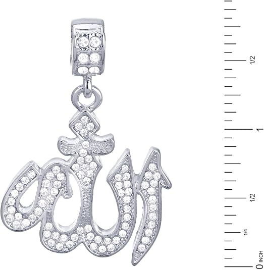 24" Figaro Chain Men's Silver Plated Iced Allah Sign Pendant Necklace KC 1137 S