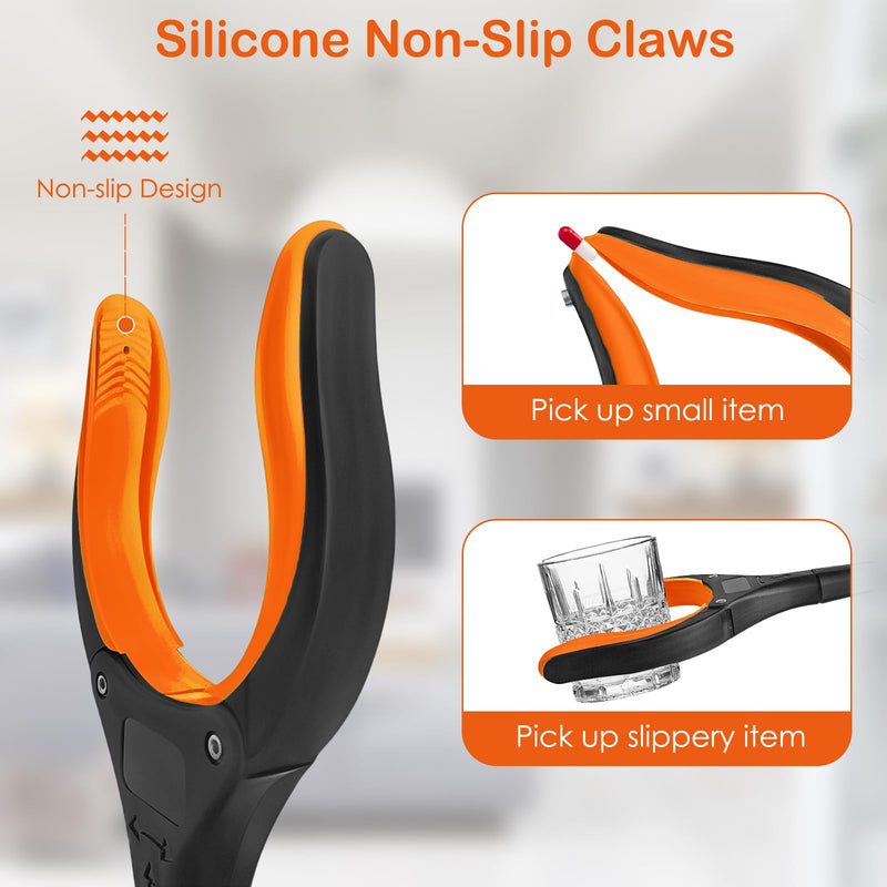 [Australia] - 32" Grabber Reacher Tool, 2-Pack Foldable Reacher Grabber Pickup Tool with 360° Anti-Slip Rotating Jaw & Magnet, Mobility Aid Reaching Assist Tool for Trash Pick Up, Lightweight Grabber Tool Orange - 2 Pack 