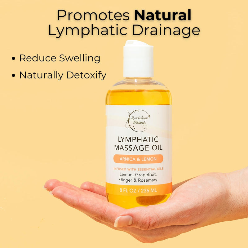 [Australia] - Lymphatic Massage Oil for Massage Therapy | 100% Natural Lymphatic Drainage Oil | Premium Quality with Arnica, Lemon & Ginger Oil | for Post Surgery Recovery & Detox | 8oz by Brookethorne Naturals 