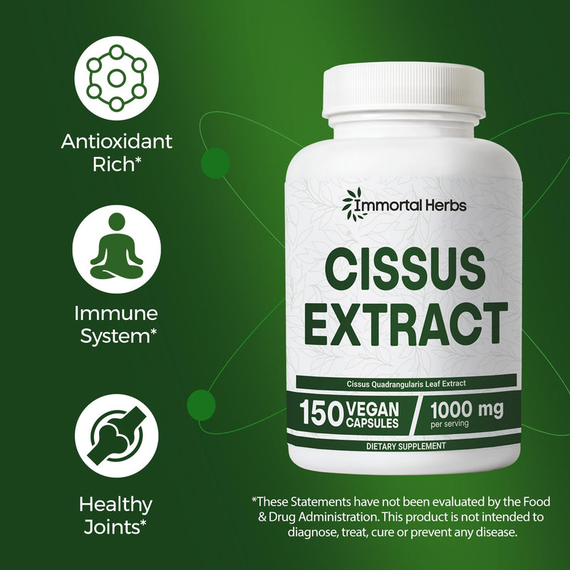 [Australia] - Cissus Quadrangularis Supplement 1000mg, 150 Pills, Pure Extract Powder with 40% Ketosterones, Non-GMO and Gluten-Free Cissus Extract Capsules for Men and Women 