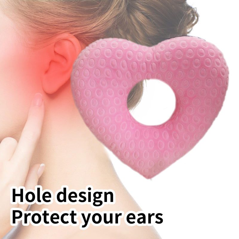 Ear Piercing Pillow for Side Sleepers with an Ear Hole for CNH and Ear PainEar Inflammation Pressure Sores, Cotton Love Side Sleeping Pillow, Ear Guard Pillow (Pink) Pink