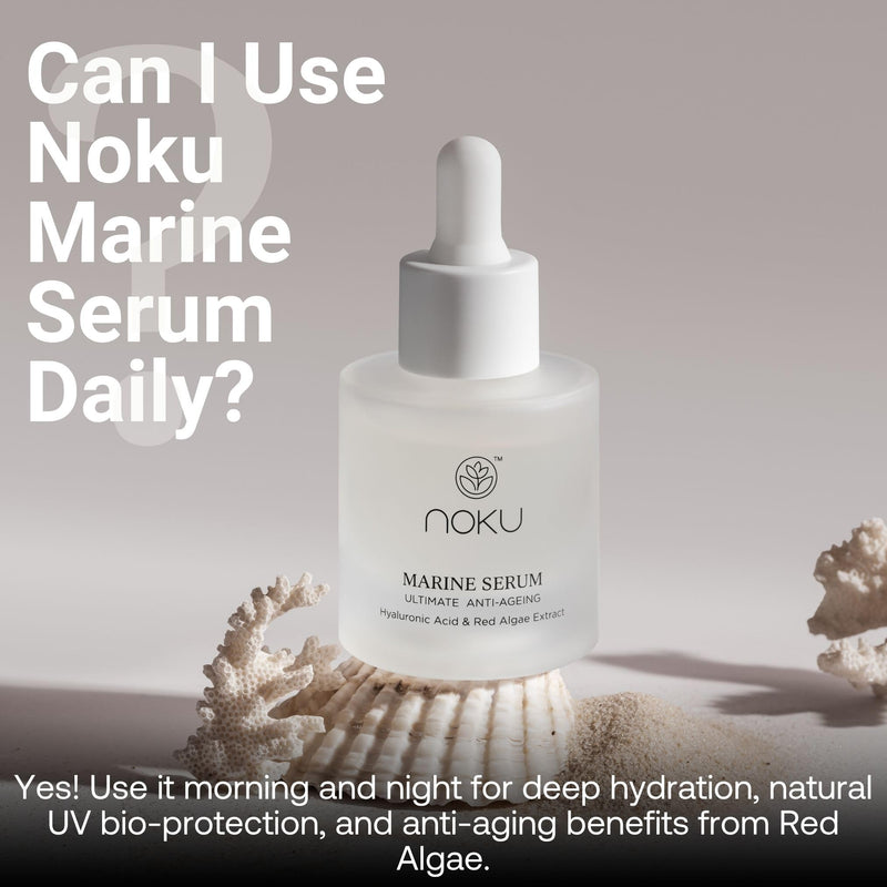 Noku Marine Serum – Red Algae, Hyaluronic Acid & Vitamin C | Anti-Aging, Firming & Deep Hydration | Vegan, Cruelty-Free, Clean Skincare for Glowing Complexion (30ml)