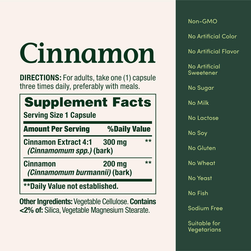 [Australia] - Nature's Bounty Cinnamon Capsules, Herbal Supplement, Supports Sugar Metabolism, 1500mg, 100 Capsules 100 Count (Pack of 1) 
