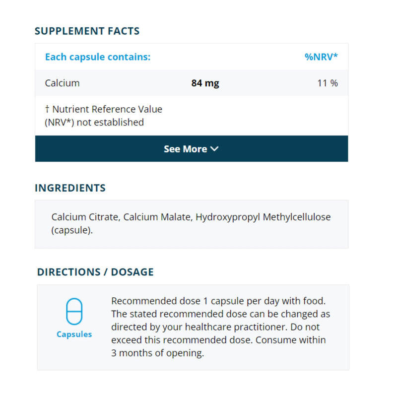 Calcium Citrate‑Malate – 90 Vegan Capsules | Highly‑Absorbable Bone, Muscle & Heart Support | Non‑Constipating, Gentle on Digestion | Additive‑Free | UK Made | Metabolics