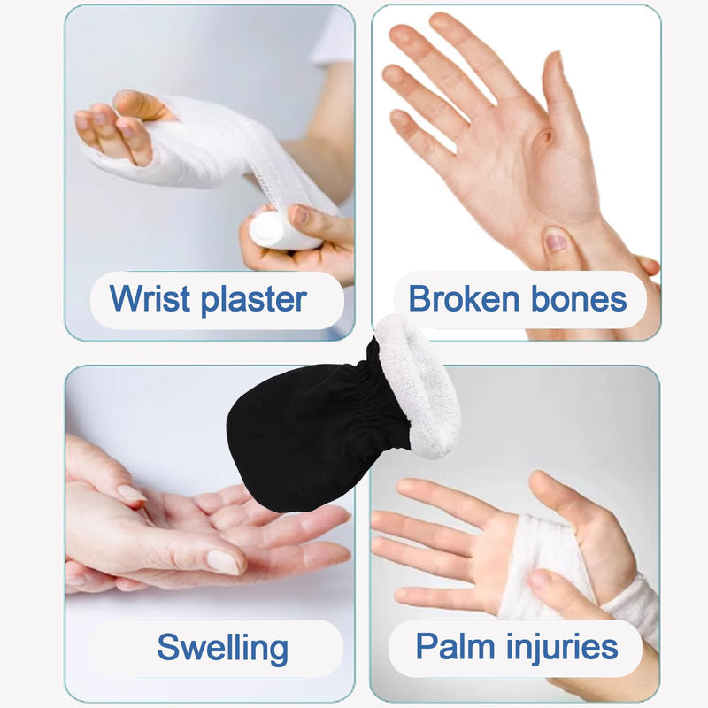 Warm Arm Cast Cover, Winter Fleece Hand Plaster Brace Protector for Wrist Finger, Wound Burns Dressing Nursing Supplies Black