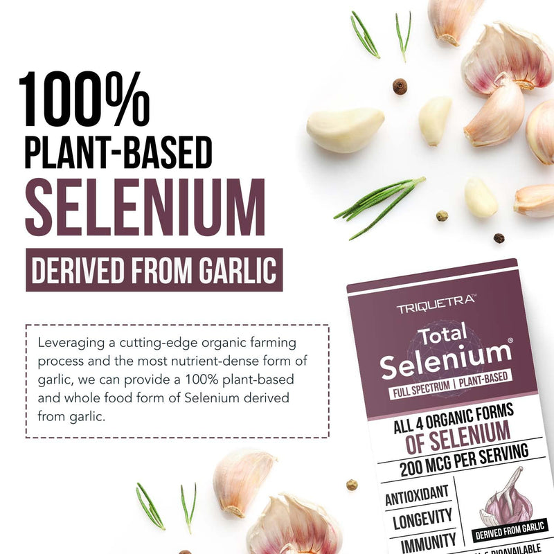 [Australia] - Total Selenium - 200 mcg, Plant-Based Selenium - Full Spectrum, Contains 4 Essential Organic Forms of Selenium Including Selenomethionine - Derived from Garlic - 60 Capsules 