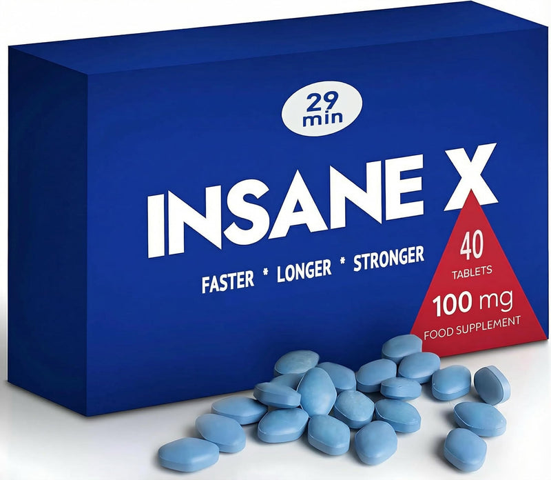 INSANE X - 40 Extra Strong Pills for Men UK - Natural Fast-Acting Ginseng Tablets for Men - for Enhanced Performance
