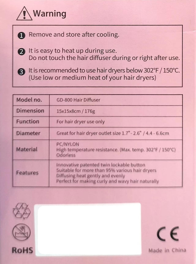 Universal Hair Diffuser “Super Sturdy” 1.7 Inch to 2.6 Inch for Natural Curly and Wavy Hair, Hair Dryer Attachment (Rose Gold) Rose Gold