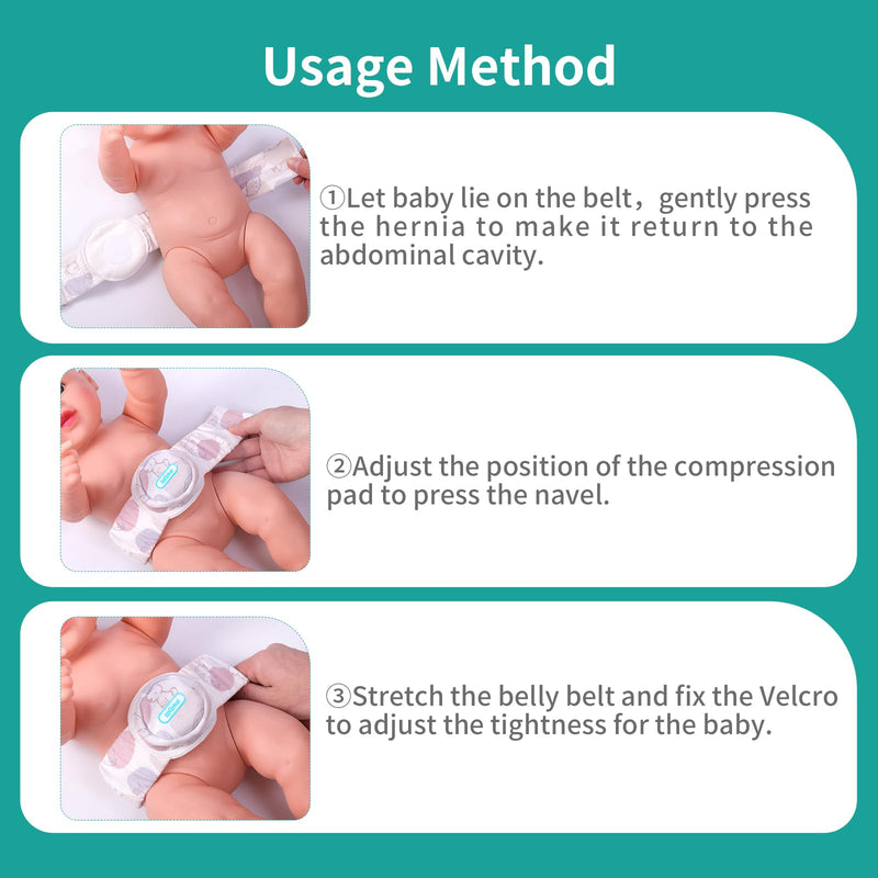 lefeke Umbilical Hernia Belt Baby Belly Button Band, Newborn Belly Wrap Truss, Infant Abdominal Binder for Children Kids, Adjustable Navel Belly Band Support Cord Concavity Pads Pattern-02(L) Large