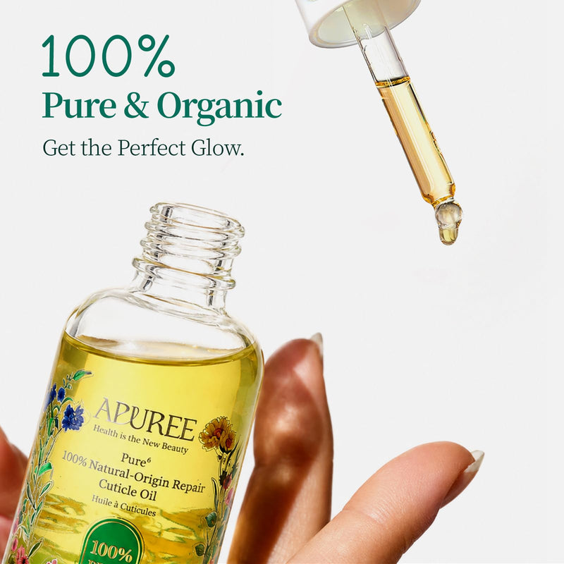 APUREE 100% Bio-Based Cuticle Oil 1 fl oz with Organic Tuberose Extract | Deep Moisture for Dry Cuticles & Weak Thin Nails, Nail Strengthening & Growth Oil with Jojoba Oil & Squalane, USDA Verified White