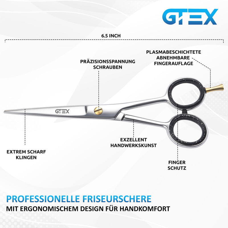 [Australia] - Hairdressing Scissors - Professional Hair Cutting Scissors - 6.5 Inch Premium Scissors Hair Cutting with Comb and Leather Case - Hair Scissors - Hair Scissors for Men, Women, Adults Beard Scissors Hair Scissors Silver 
