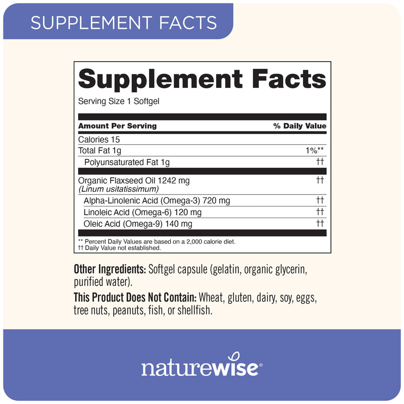 [Australia] - NatureWise Flaxseed Oil 1200mg Softgels with 720mg ALA, Omega 3 6 9, Supplement for Heart Health - Made with Organic, Cold Pressed Flaxseed Oil, Fish Free Omega, Non-GMO - 240 Softgels[4-Month Supply] 240 Count (Pack of 1) 