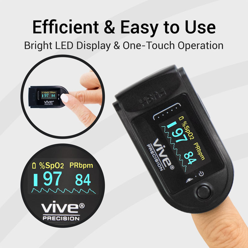 [Australia] - Vive Precision Pulse Oximeter - Oxygen Monitor Fingertip, Heart Rate Medical Grade Sensor LED Display - Accurate Finger Meter For Saturation SpO2, Lanyard & Batteries Included 