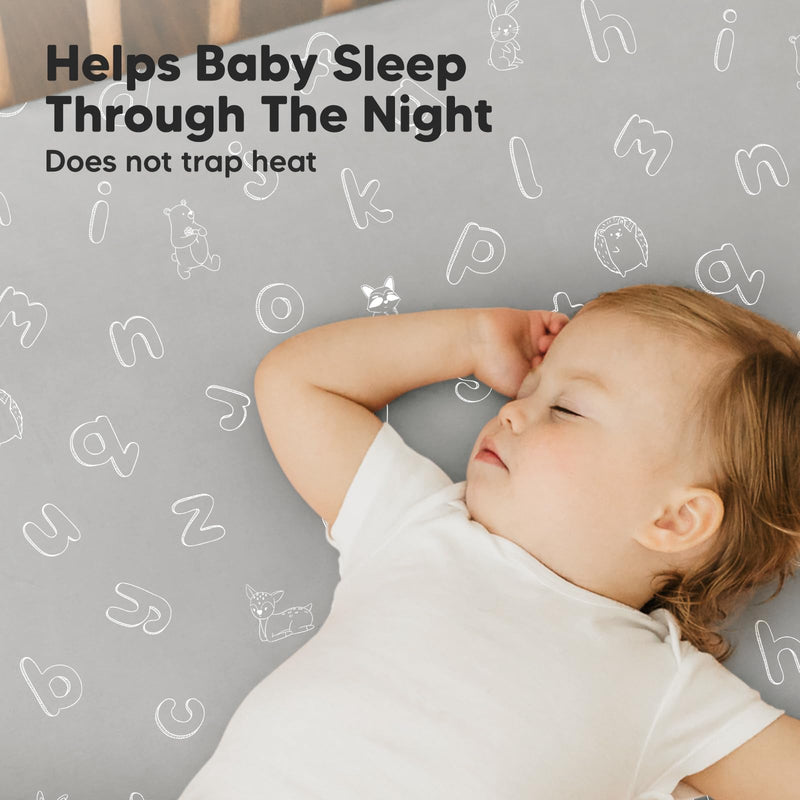 [Australia] - Pack and Play Sheets Fitted, 2-Pack Mini Crib Sheets - Pack N Play Sheets, Organic Fitted Crib Sheet for Pack and Play Mattress, Playard Baby Crib Sheets,Crib Sheets Neutral for Boys,Girls (ABC Land) Abc Land 