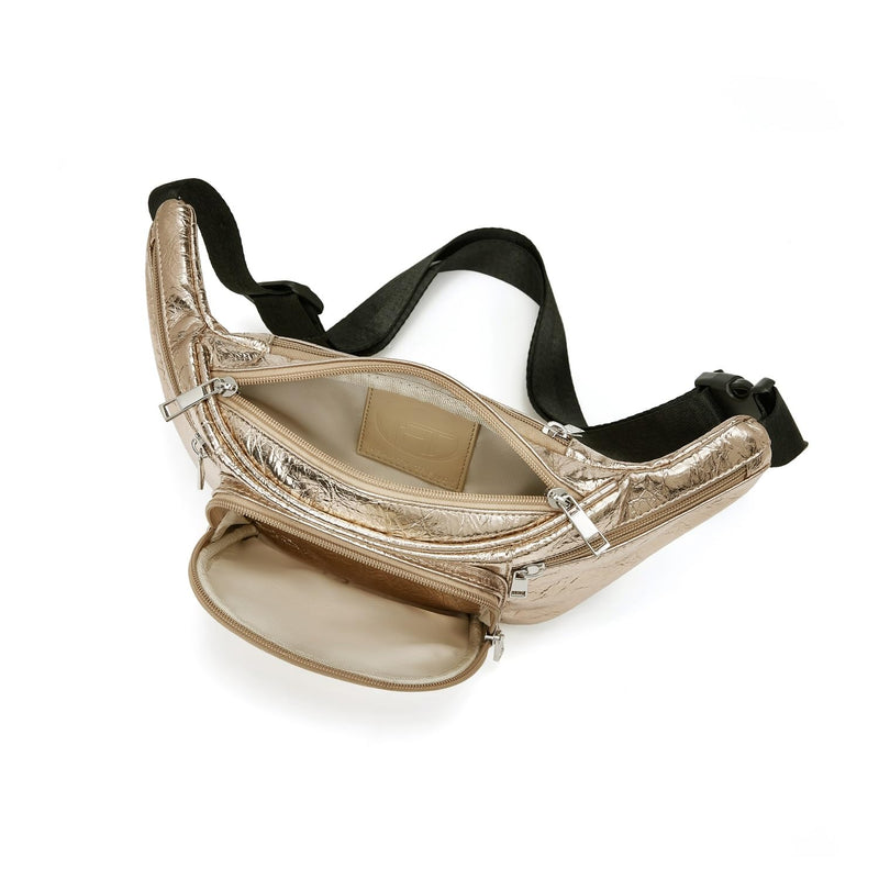 Fashion Signature Series Faux Leather 6 Pockets Fanny Pack Waist Pack (Rose Gold) New Rose Gold