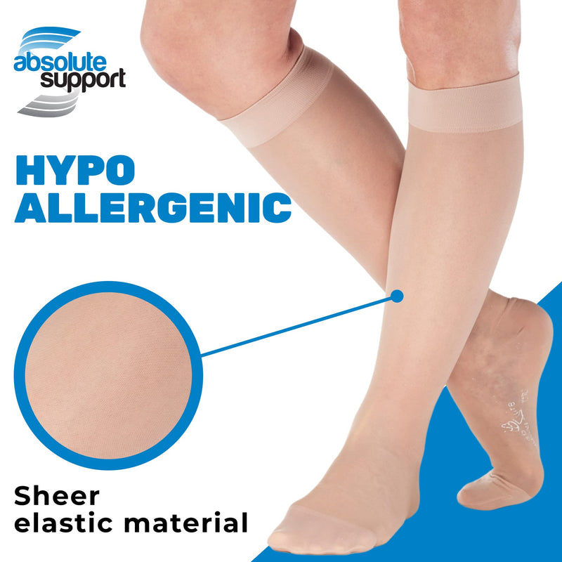 [Australia] - (3 Pairs) Made in USA - Medical Sheer Compression Socks for Women Circulation 15-20mmHg Medium Natural 