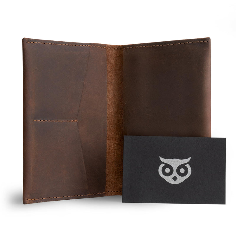 Hide & Drink, Passport and Card Organizer, Holds Up to 6 Cards Plus Folded Bills, Travel Essentials Sleeve Case, Full Grain Leather, Handmade, Bourbon Brown