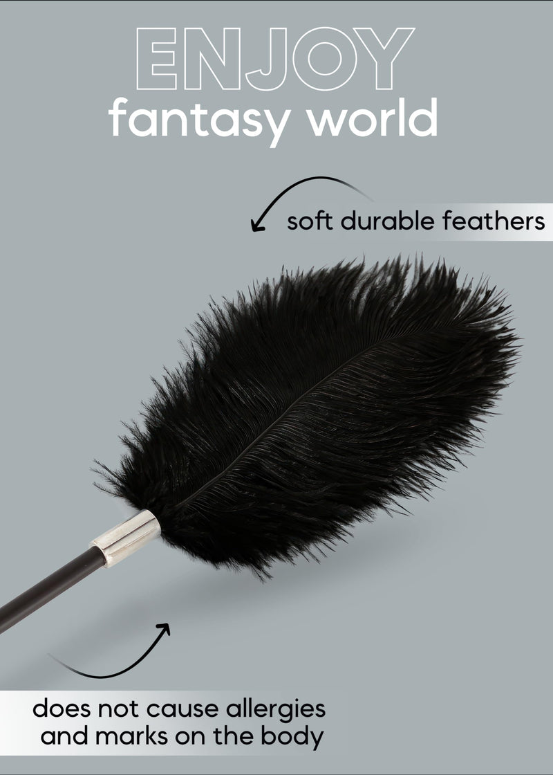 [Australia] - Feather Tickler for Play Faux Feather Tickler Cosplay Show Tickler Crop French Tickler Black 