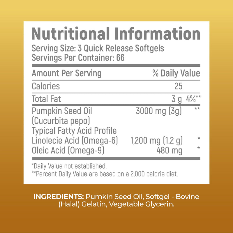 Pumpkin Seed Oil Soft Capsules - 200 Count (3000mg Per Serving) High Potency, Cold Pressed Extra Virgin Softgels (Non-GMO) by HighAtlas