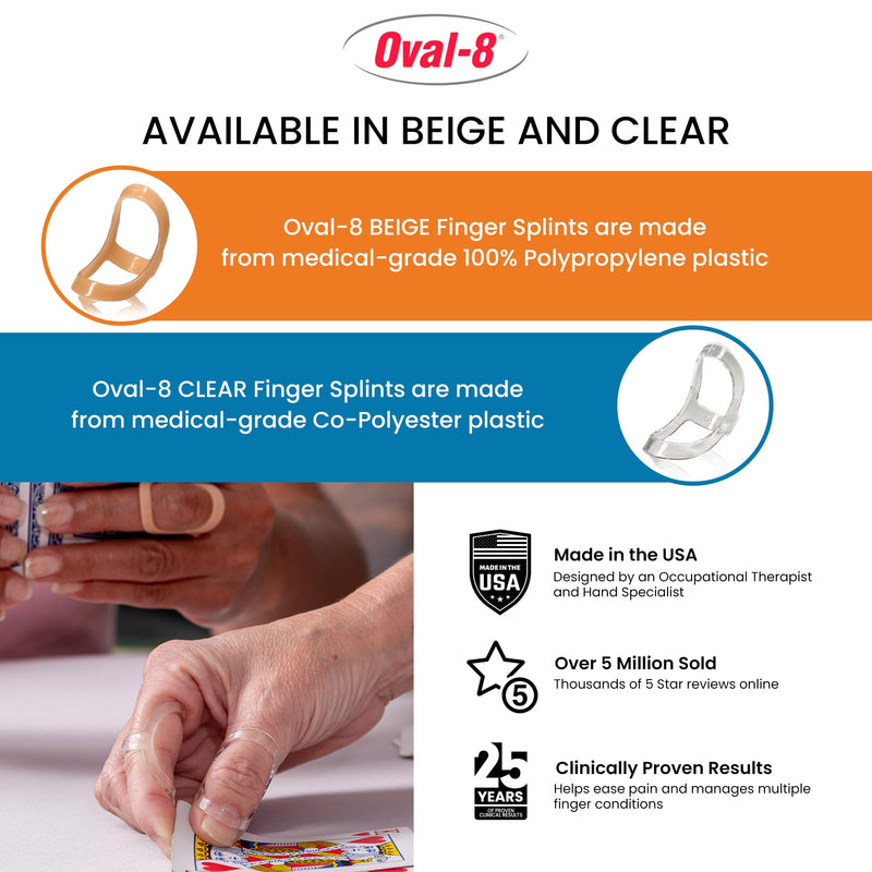 3-Point Products BEIGE Oval-8 Finger Splints, Support and Protection for Arthritis, Trigger Finger or Thumb, and Other Finger Conditions, Pack of 5, Size 8 Size 8 (Pack of 5)