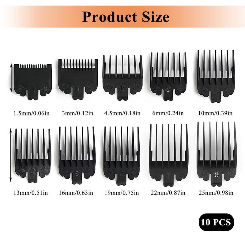 [Australia] - Trimmer attachments, hair combs set, hair clipper, magic clip, hair trimmer, beard trimmer, attachment comb, slide-on combs for clippers, hairdresser, salon tool (black) 