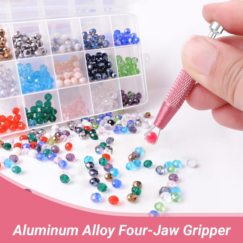 [Australia] - 2 PCS Piercing Ball Grabber Tool, 4 - Claw Stainless Steel Jeweler Pick Up Tools,Septum Ball Screw Tool for Piercing Changing/Removal/Holder,Earring Pearl Grabber for Jewelry/Electronic Components 2pcs Pink 