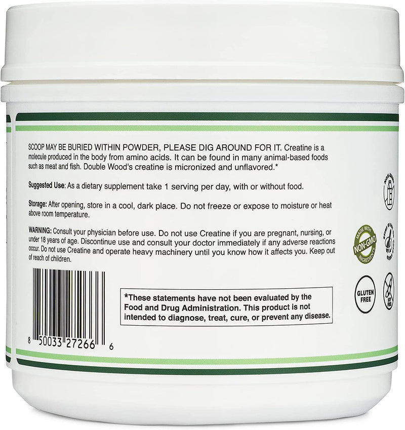 [Australia] - Creatine Monohydrate Powder 1.1lbs (100 Servings of 5 Grams Each - Third Party Tested Micronized Creatine Powder) (with Scoop)(Creatina Monohidratada) by Double Wood 