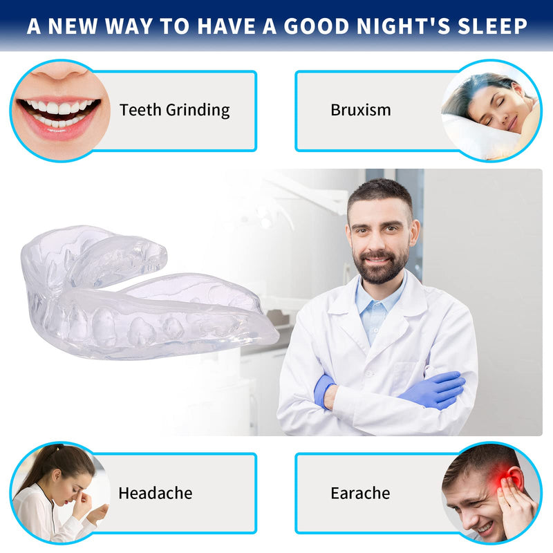 [Australia] - GlorySmile Mouth Guard for Clenching Teeth at Night, Upgraded Night Guards for Teeth Grinding, Pack of 8 Moldable Mouth Guard Stops Bruxism and Teeth Clenching 2 Sizes with Two Travel Cases 