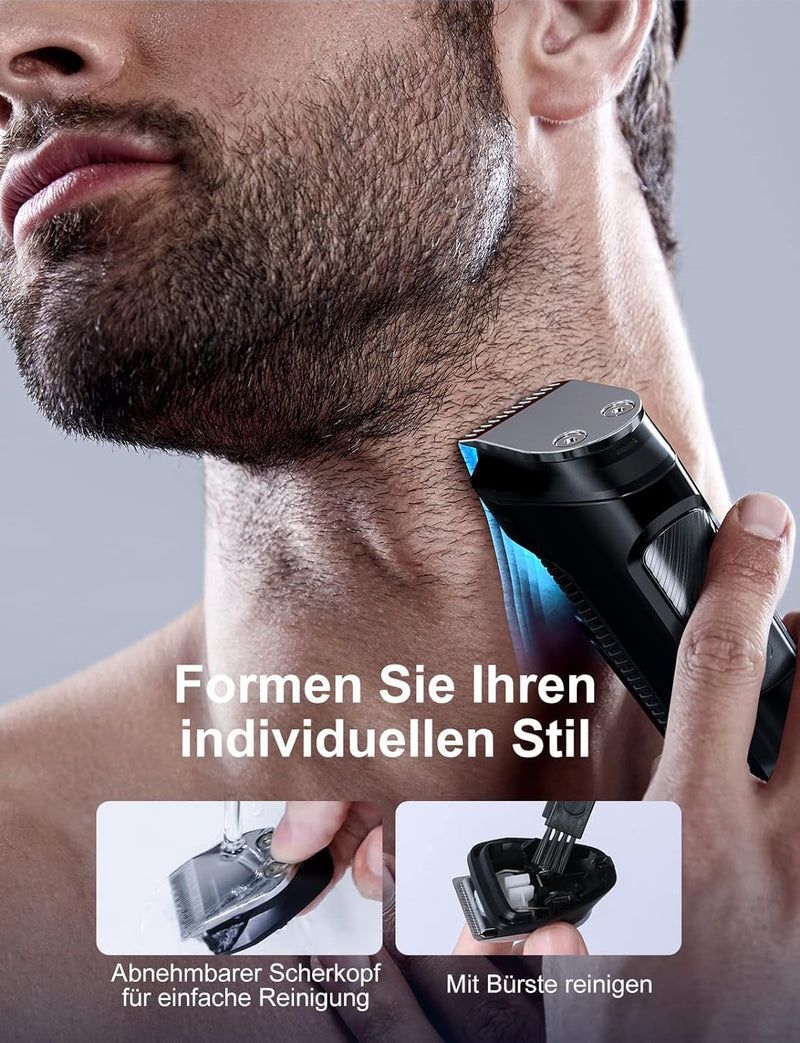 [Australia] - Beard trimmer men's hair trimmer, all-in-1 beard trimmer, nose hair trimmer, wireless, USB rechargeable and waterproof electric razor with 7 attachment combs, ultra-sharp blade TC-509 