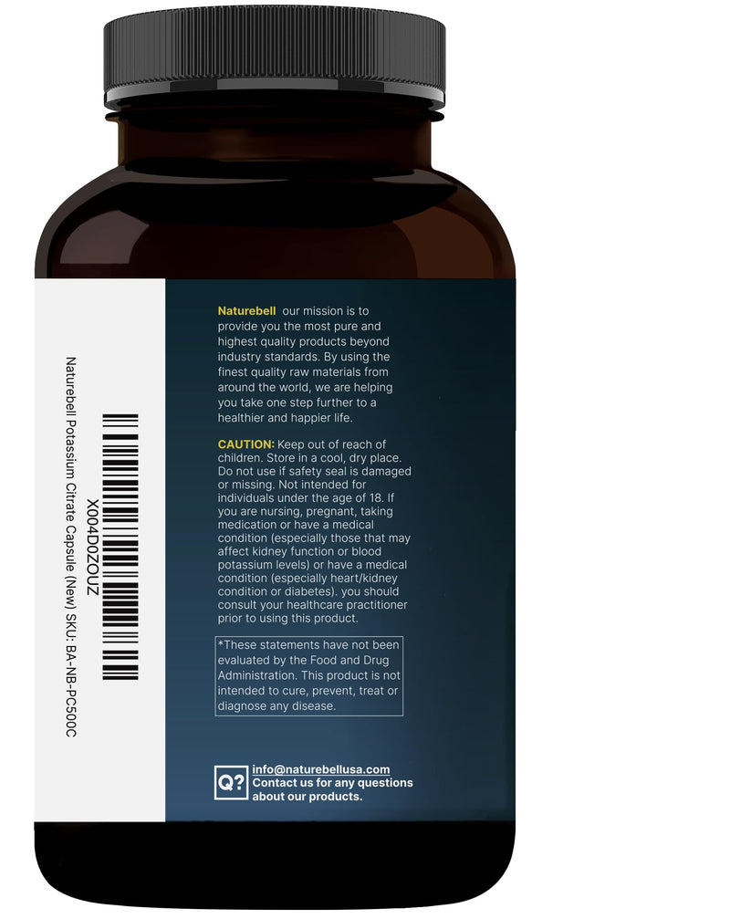 [Australia] - Potassium Citrate Supplement 99mg, 500 Capsules | Easily Absorbed Chelated Form ‚Äì Essential Mineral Electrolyte Balance ‚Äì Supports Muscle, Bone, & Heart Health ‚Äì Non-GMO 