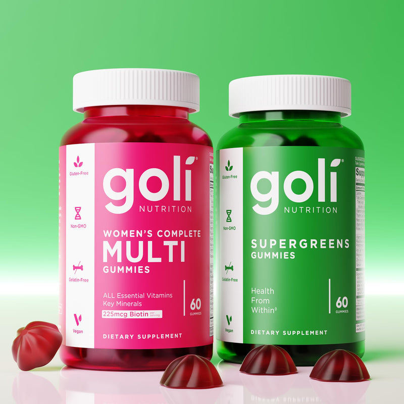 Goli SuperGreen Vitamin Gummy - 180 Count - Essential Vitamins and Minerals - Plant-Based, Vegan, Gluten-Free & Gelatin Free - Health from Within, Pack of 3 mixed berry 180 Count (Pack of 1)