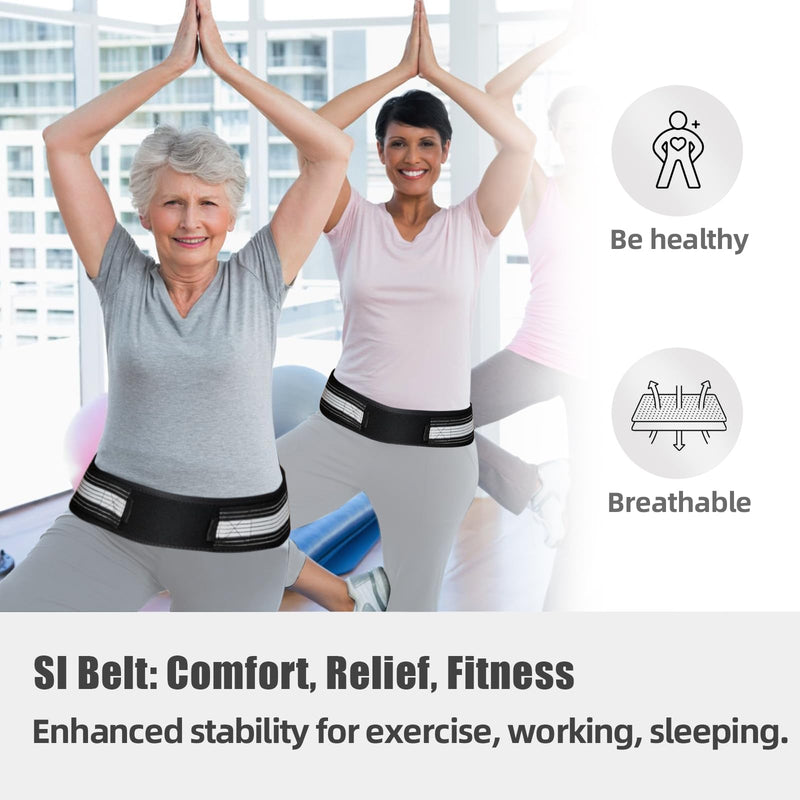 Sacroiliac SI Joint Hip Brace with Dual-Compression Tech - Sciatica & Lower Back Pain Relief Belt for Women/Men, Adjustable 32-56" (CoolMax+Neoprene) 32-56 Inches Waist