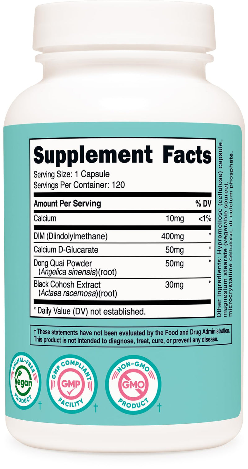[Australia] - Nutricost Diindolylmethane DIM Supplement for Women 400mg, 120 Capsules, with Dong Quai, Calcium & Black Cohosh - Vegan, Non-GMO and Gluten Free 