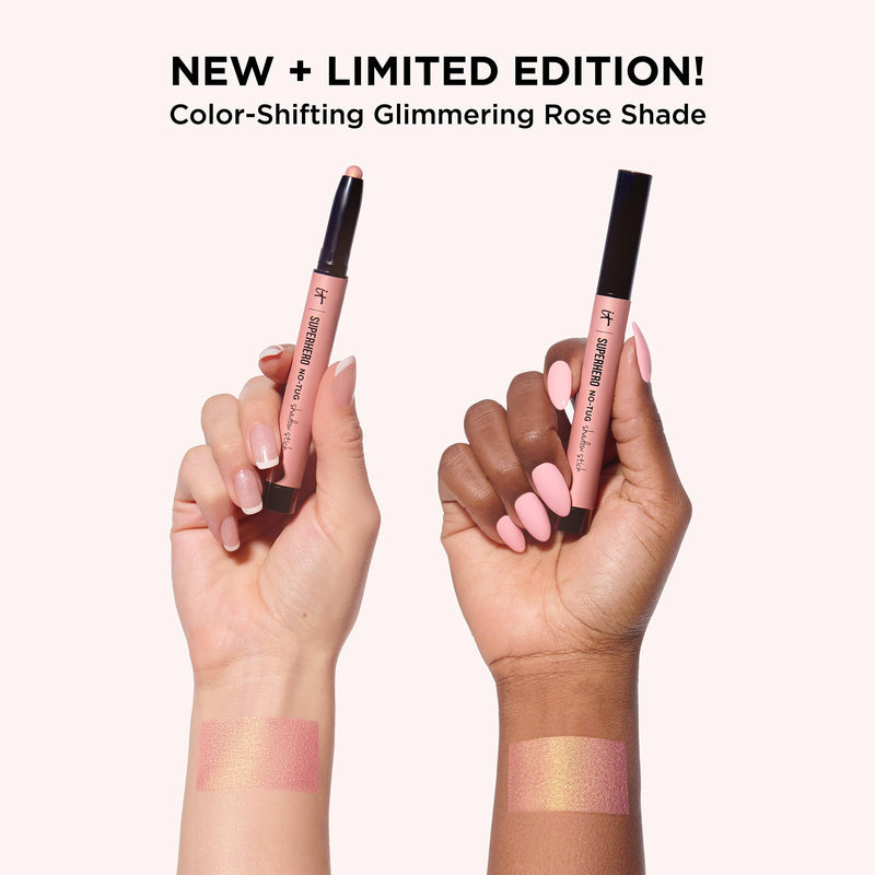 [Australia] - IT Cosmetics Unwrap Glimmering Eyes Mascara & Eyeshadow Stick Makeup Set , 2-Pc Holiday Giftset for Her - Full Size Makeup - Superhero Waterproof Cream Eye Shadow & Volumizing Lengthening Mascara 