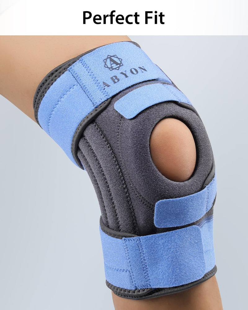 [Australia] - ABYON Knee Brace for Women & Men Meniscus Tear, ACL, Arthritis, Knee Support with Triple Side Stabilizers and Adjustable 360° Wraparound Strap for Maximum Knee Pain Support and Fast Recovery - Please Check How To Size Video X-Large SteelBlue 